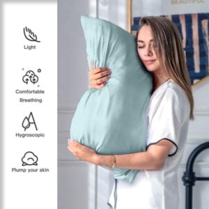 Mulberry Silk Pillowcase for Hair and Skin Standard Size 20X26 (Haze Blue,1Pcs)