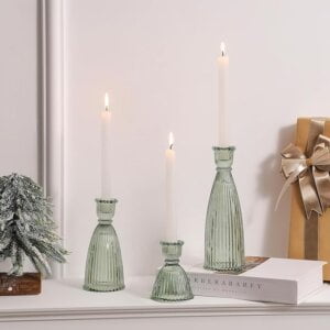 Joyfice Vertical Stripe Candlestick Holders