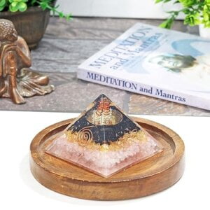 Orgonite Crystal Pyramid with Black Tourmaline, Citrine and Rose Quartz