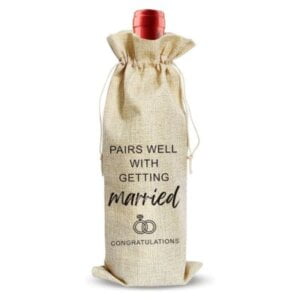 Wedding Linen Wine Gift Bag With Drawstring